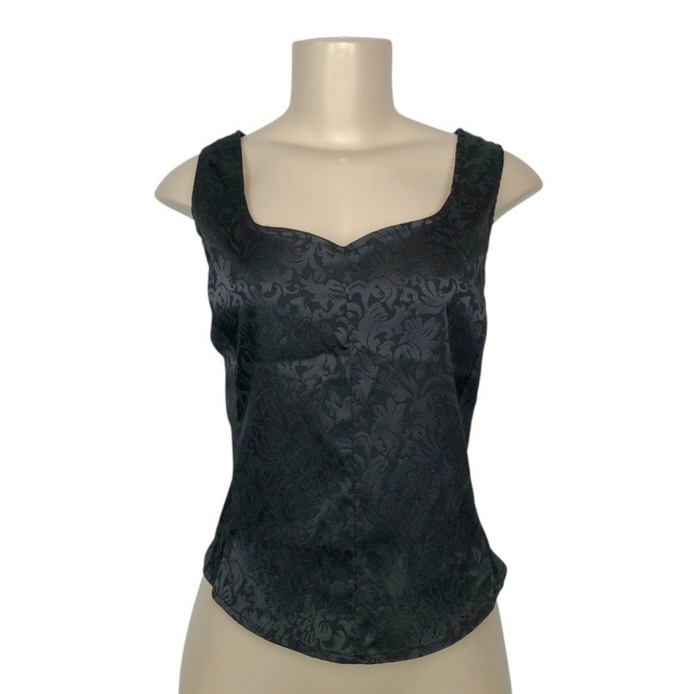 New York & Co Satin Damask Jacquard Corset Crop Top Size 16 Gothic Whimsigoth